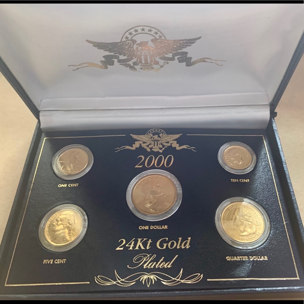 US Commemorative 24kt Gold plated coin box set